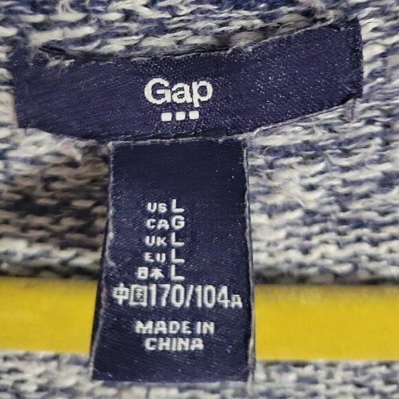Gap Blue & White Speckle Open Knit Cardigan Sweater Size Large - Picture 3 of 5